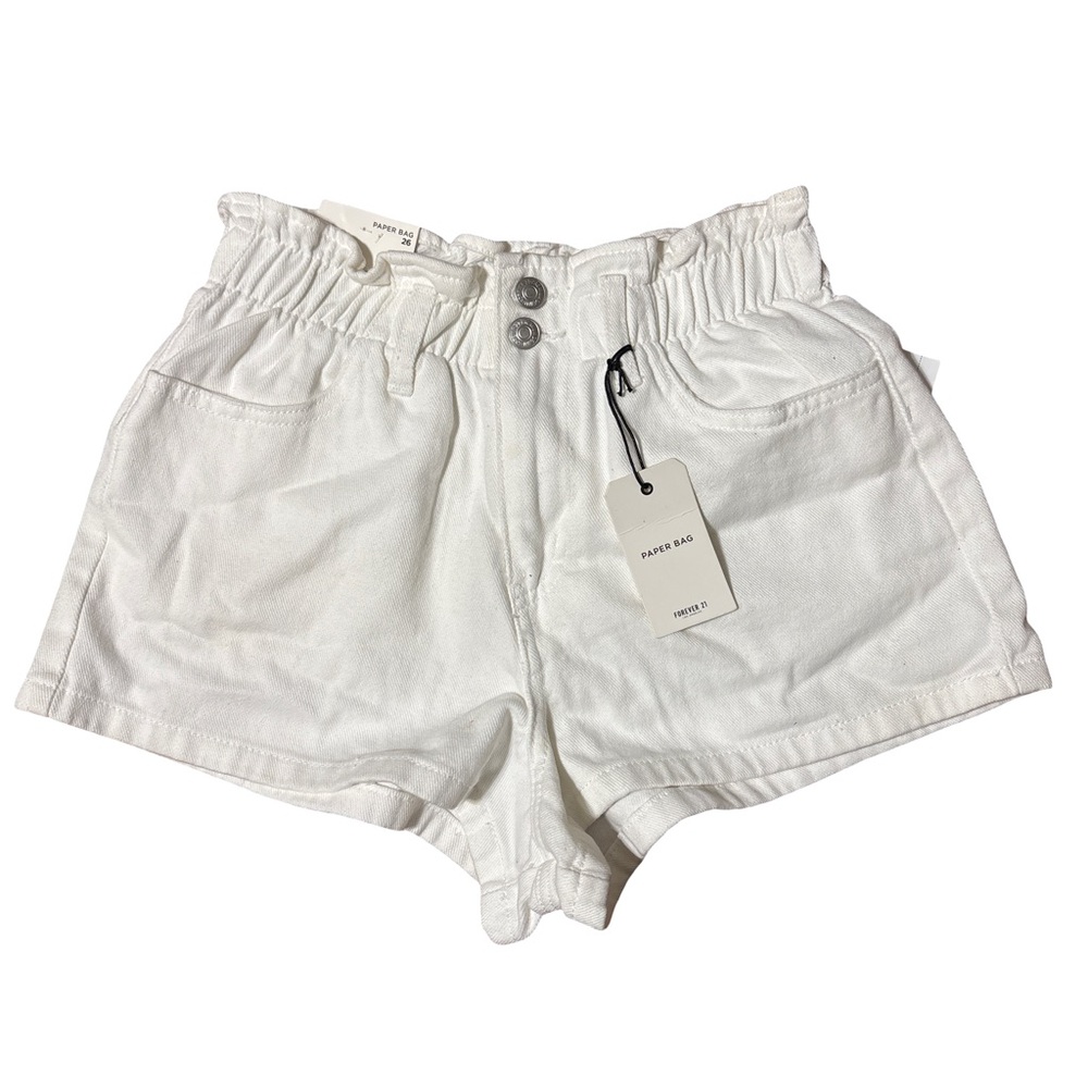 Forever 21 White Relaxed Fit Jean Shorts